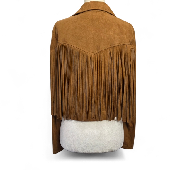 Flying Tomato Tan Leather Jacket with Fringe - Picture 6 of 8